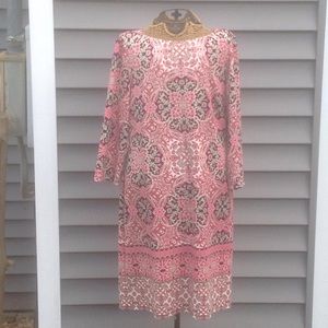 Stitch Fix pink black cream 3/4 sleeve dress